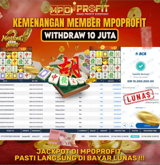 MPOPROFIT JACKPOT SLOT PGSOFT! KEMENANGAN MURNI DI (MAHJONG WAYS TOTAL RP. 10.000.000,- LUNAS)