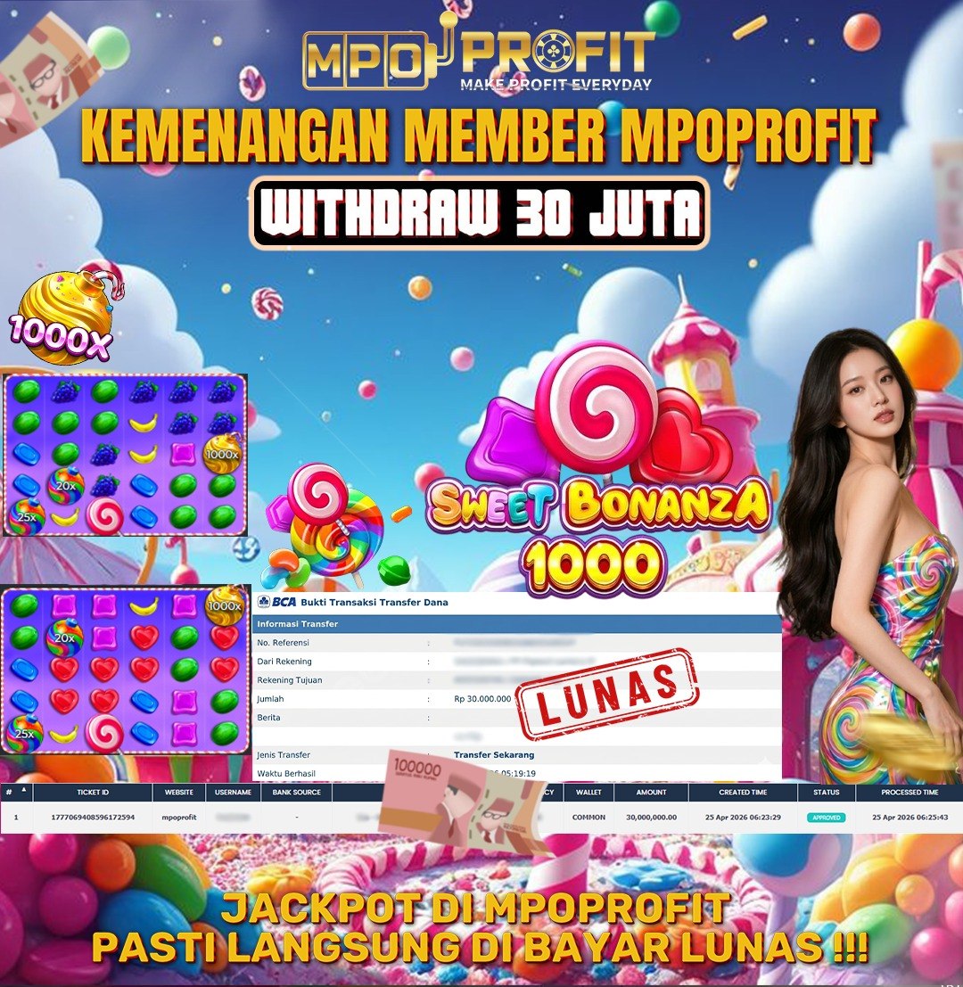 MPOPROFIT JACKPOT SLOT PRAGMATIC PLAY! KEMENANGAN MURNI DI (SWEET BONANZA 1000 TOTAL RP 30.000.000,- LUNAS)